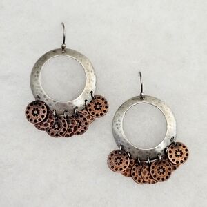 Rare Silpada Oxidized Sterling Silver & Copper Cha-Cha Hoop Earrings W1559